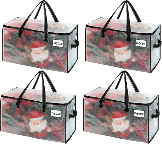 VENO 4 Pack Moving Bags, Comforter and Blanket Storage Bags for Closet, Moving Boxes, Boxes with Lids Alternative, College Dorm Packing Supplies, Foldable Heavy-Duty Tote with Window (Clear, 4 Pack)