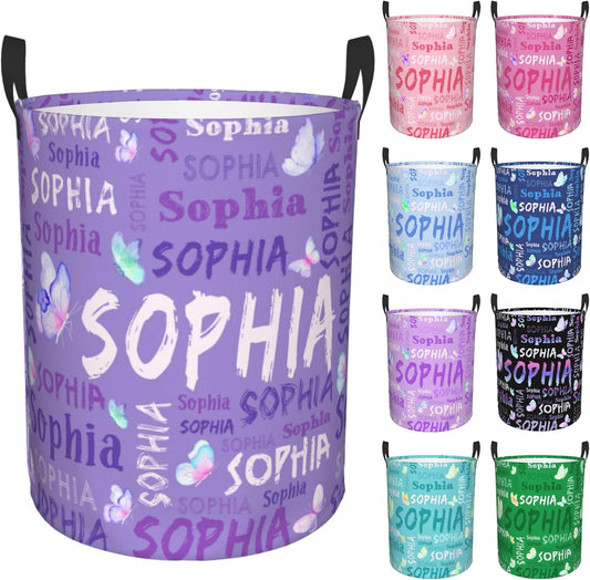 Custom Name Laundry Hamper, Personalized Laundry Basket with Name for Boys Girls Kids Men Women, Customized Name Dirty Clothes Basket Gifts for Clothes Toy Bathroom Bedroom Laundry Room Dorm