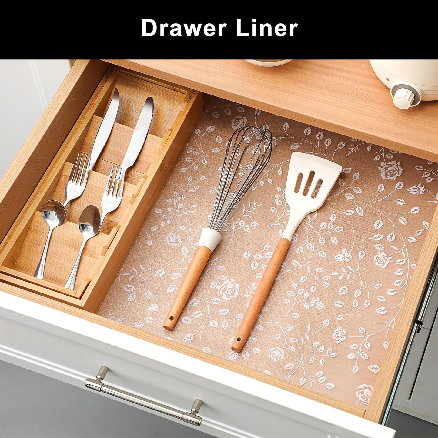 Cooyes Shelf Liner – Premium Non-Adhesive Cabinet & Drawer Liner for Kitchen – Waterproof Shelf Paper with Modern Pattern – Durable EVA Cabinet Mat – Easy to Cut （23.6" W x 360" L）
