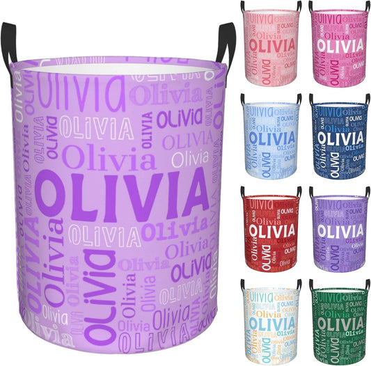 Custom Name Laundry Hamper, Personalized Laundry Basket with Name for Boys Girls Kids Men Women, Customized Name Dirty Clothes Basket Gifts for Clothes Toy Bathroom Bedroom Laundry Room Dorm