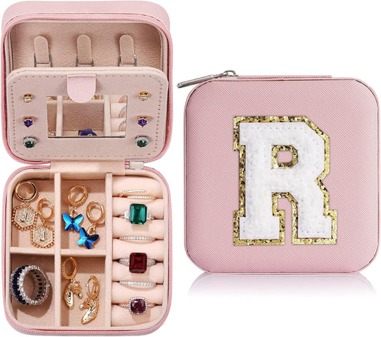Parima Bridal Shower Gifts for Women, Bridesmaid Proposal Gifts | Wedding Travel Essentials - Small Jewelry Box & Travel Case - Letter S, Pink