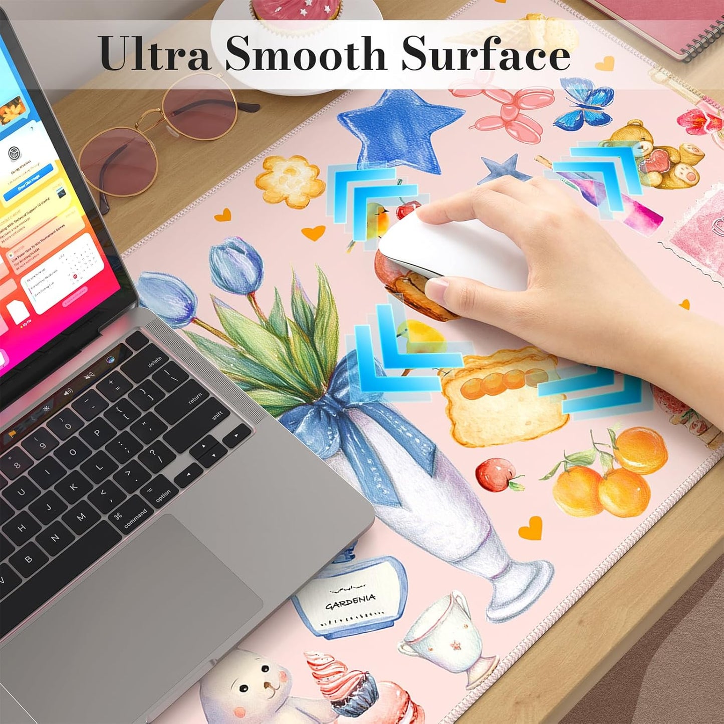 iCasso Desk Cover Mat, Extra Large Mouse Pad, Desk Pad Mat,Office Matt for Desktop Protector, Anti-Slip XXL Big Mousepad with Stitched Edges for Laptop Computer Keyboard (Pink)