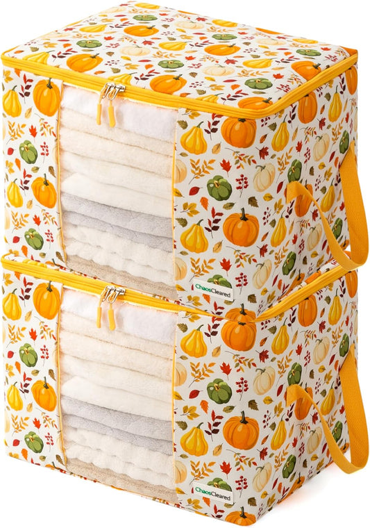 Canvas Storage Bags 2 Pack (Pumpkin Bright Yellow Bag 2 Pack)