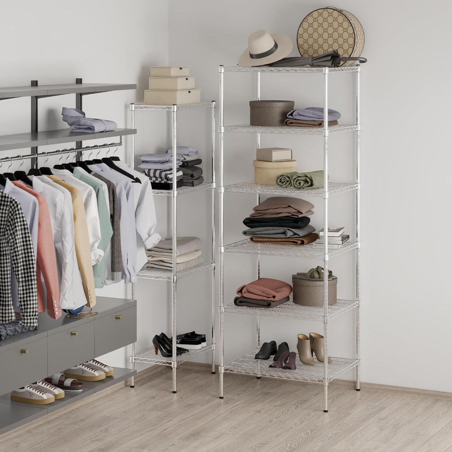 24" Deep x 24" Wide x 86" Height Wire Shelving Kit | 6-Tier | NSF Commercial Storage Rack Unit