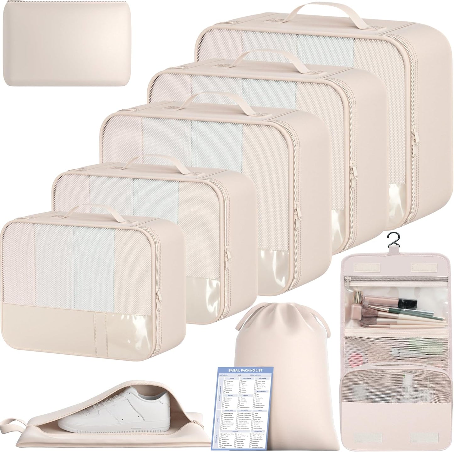 BAGAIL 9 Set Packing Cubes Luggage Packing Organizers for Travel Accessories