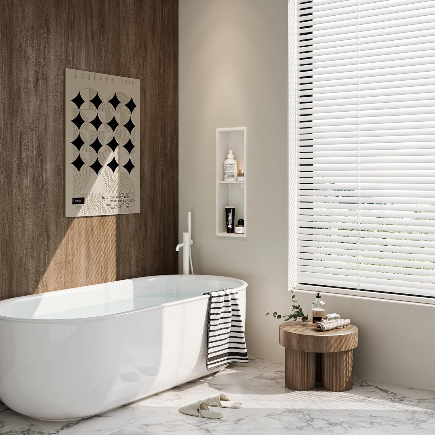 Stainless Steel Shower Niche 24" X 8", No Tile Needed Wall Niche Double Shelves, Recessed Shower Shelf for Bathroom Storage, Matte White