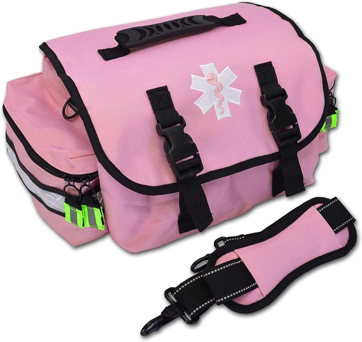 Lightning X Personalized First Responder EMT EMS Trauma Bag w/Stocked First Aid Fill Kit B & Custom Embroidered Name Patch (Pink)