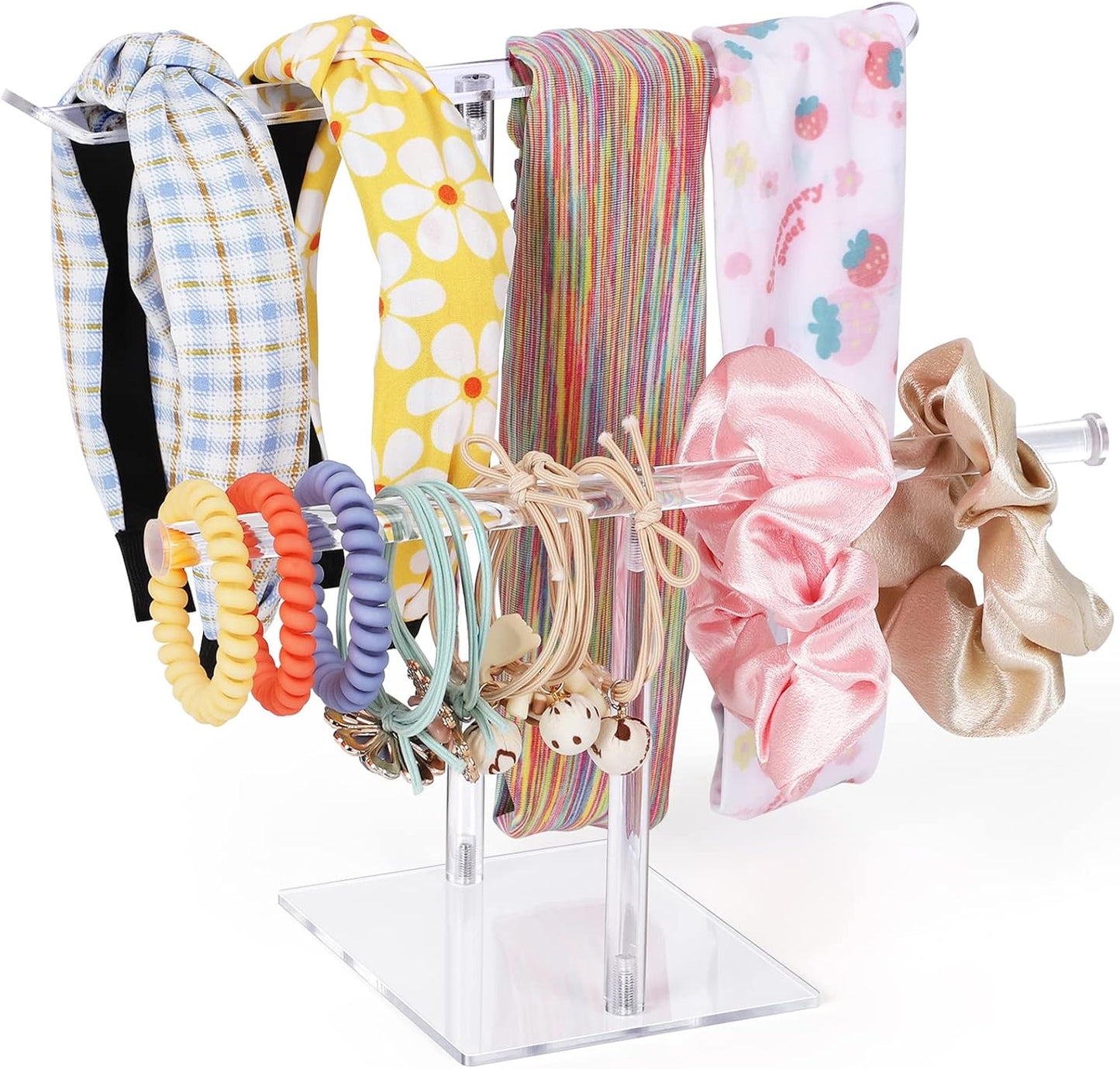 Headband Holder Scrunchie Holders Acrylic, Clear Hair Ties Stand Organizer, Headband Display Stand, Scrunchie Storage Organizers, Hair Accessories Organizer for Women and Girls