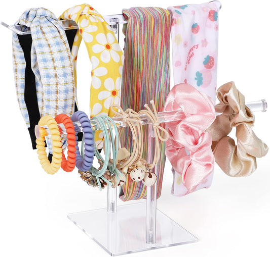 Headband Holder Scrunchie Holders Acrylic, Clear Hair Ties Stand Organizer, Headband Display Stand, Scrunchie Storage Organizers, Hair Accessories Organizer for Women and Girls