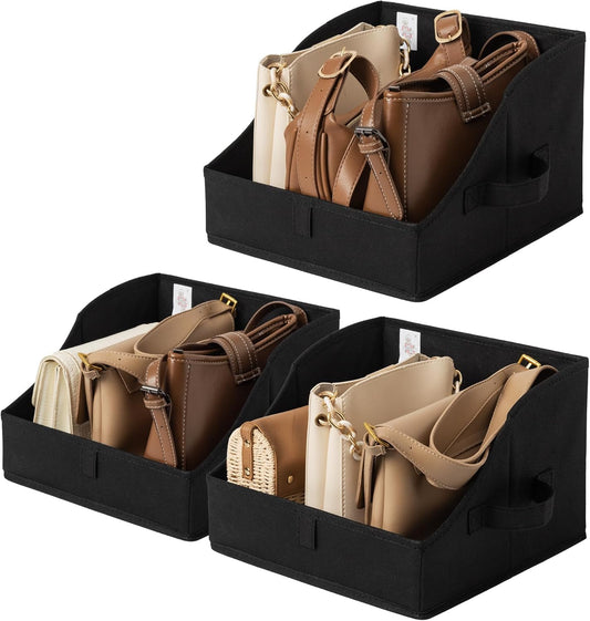 GRANNY SAYS Closet Organizer Bins, Trapezoid Storage Bin, Storage Baskets for Shelves, Collapsible Clothes Organizers and Storage, Baskets for Organizing, Black, 3-Pack