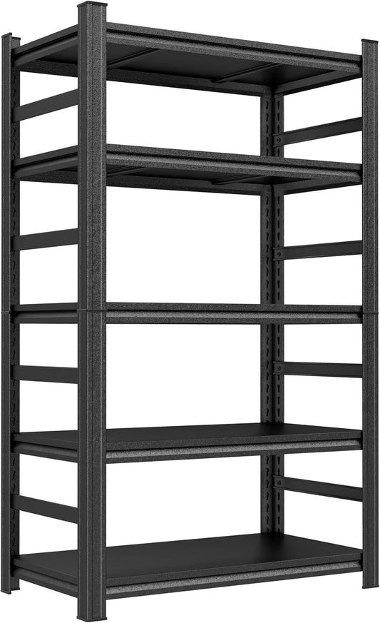 Garage Storage Shelves,5 Tier Shelving Unit, 40 inch Wide, 18” Deep, 78” Tall Organizer Metal Shelf for Basement/Laundry/Pantry Heavy Duty, Adjustable,Easy to Install (5Tier-35"Wx16"Dx72"H with Fence)