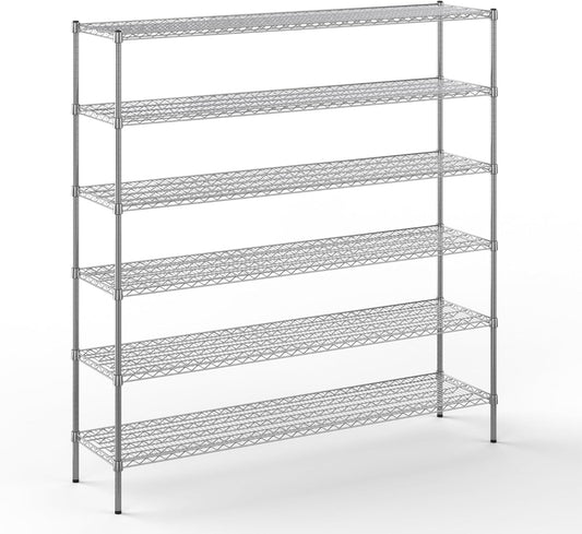18" Deep x 72" Wide x 74" Height Wire Shelving Kit | 6-Tier | NSF Commercial Storage Rack Unit