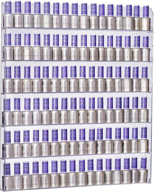AMT Acrylic Nail Polish Racks for the Wall, Clear Nail Polish Display, Essential Oils Organizer. Holds up to 96 Bottles. Plus a Microfiber Cloth for Cleaning Purposes