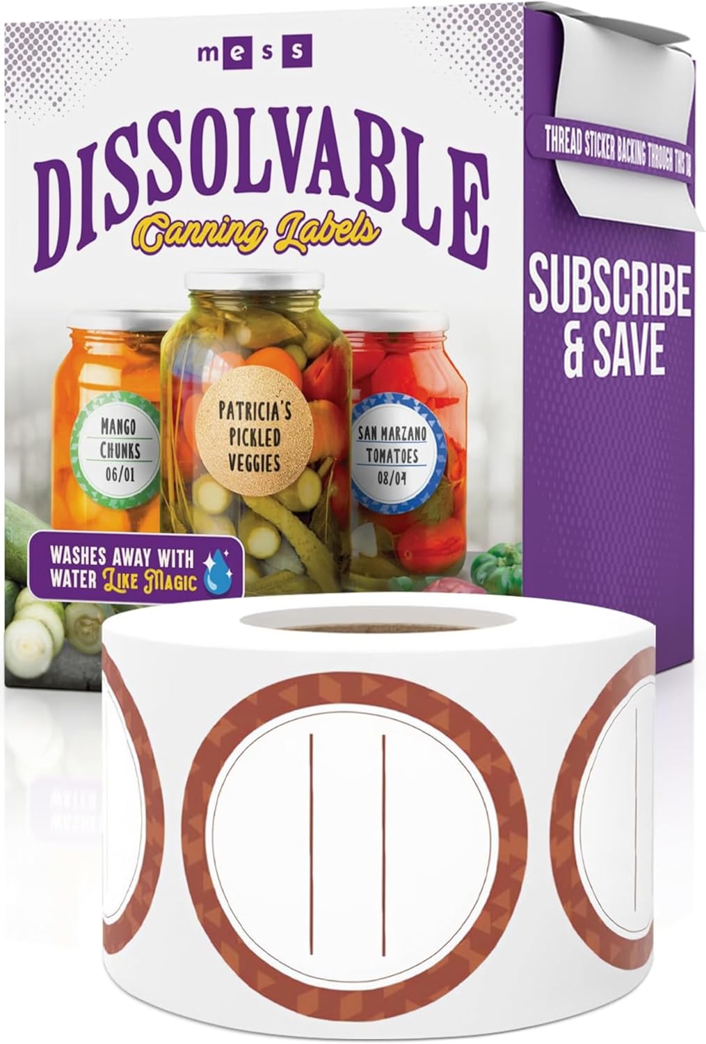 Canning Labels Dissolvable Stickers for Mason Jars and More (2" Round 200/roll) Canning Supplies Washes Off in Seconds Like Magic - Jar Labels Homemade Jam, Jelly, and More (Chestnut)
