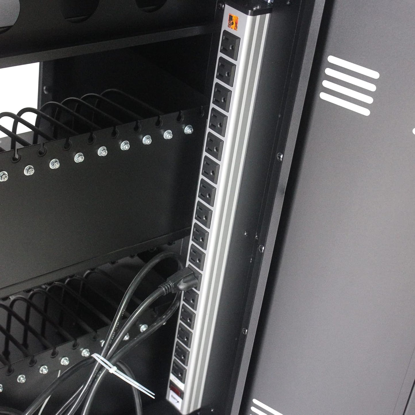 36 Device Charging Cart for Laptop Up to 16.3-inch Screen, Mobile Charging Station and Tablet Storage Cart for iPad, Chromebooks with Cord Organizer, Black.
