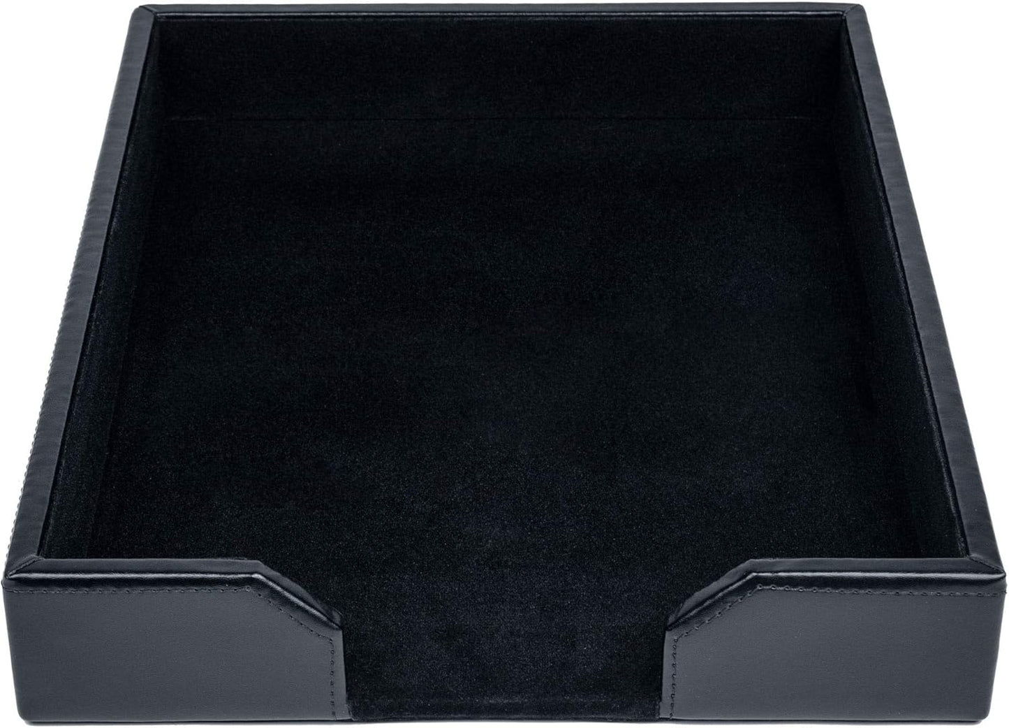 Dacasso Bonded Leather Desktop Tray Luxury Letter Holder & Paper Organizer for Desk, 13.5in x 10.5in x 2.13in, Black