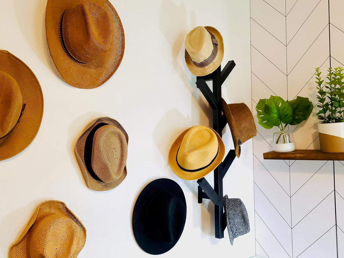 PREMIUM RACKS Coat Rack & Hat Rack - Modern Design - Wall Mounted - Stylish - (Black)