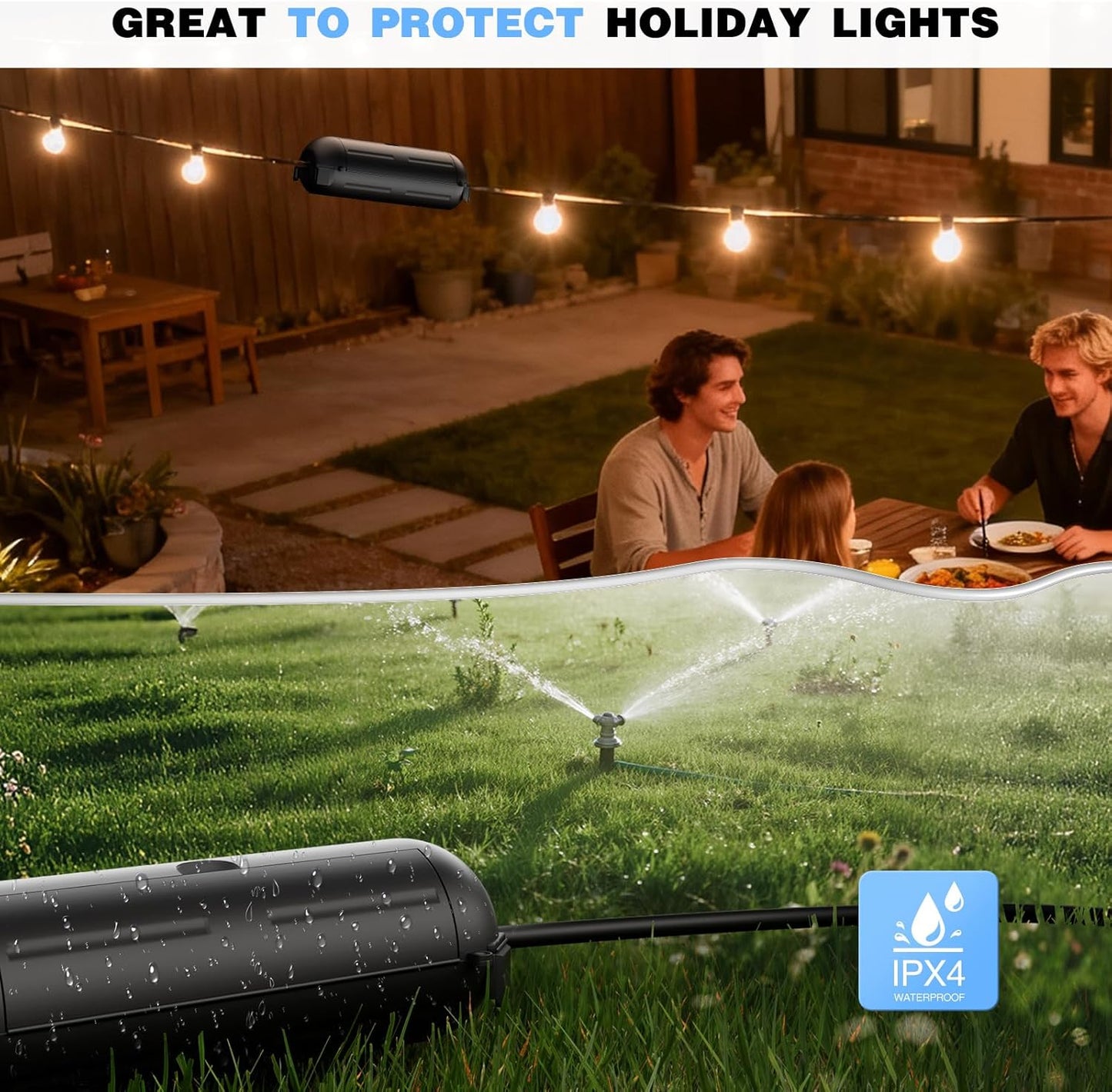 Flemoon [3 Pack] Outdoor Extension Cord Safety Cover with Waterproof Seal, Weatherproof Electrical Connection Box to Protect Outdoor Outlet, Plug, Socket, Christmas Holiday Decoration Light, Black