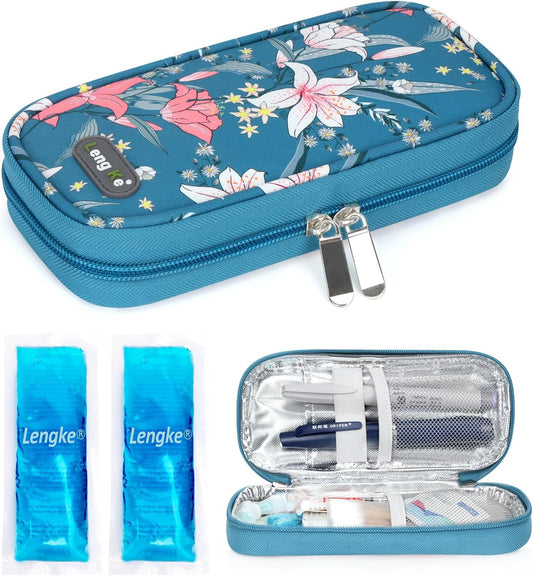 YOUSHARES Insulin Cooler Travel Case TSA Approved Medication Diabetic Supplies Cooler For Travel Refrigerated Medicine Organizer Bag With 2 Ice Pack
