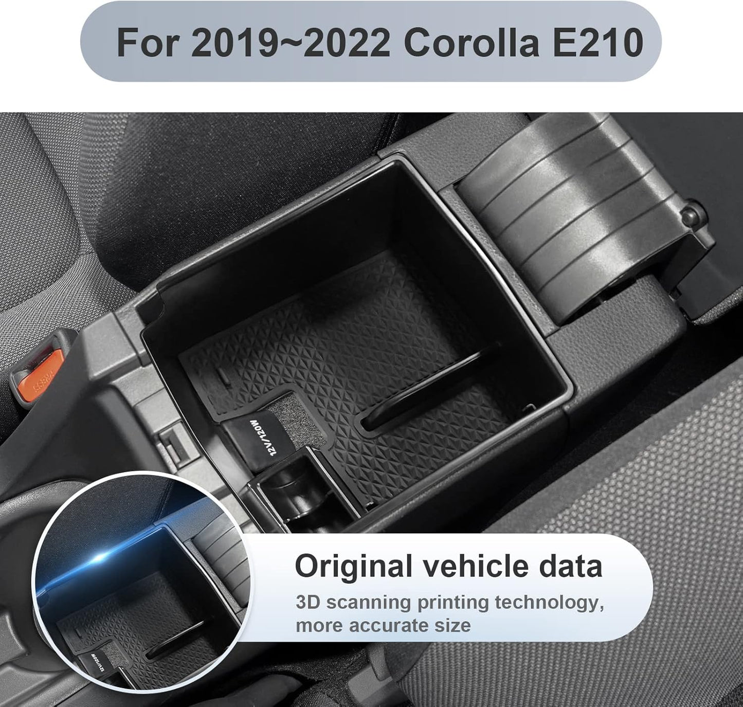 SKTU 2022 2023 2024 2025 2026 Toyota Corolla Center Console Organizer 2020-2025 2026 Corolla E210 Console Tray 2024 2025 2026 Corolla Accessories Insert Tray with USB Hole and Coin Holder (Black)