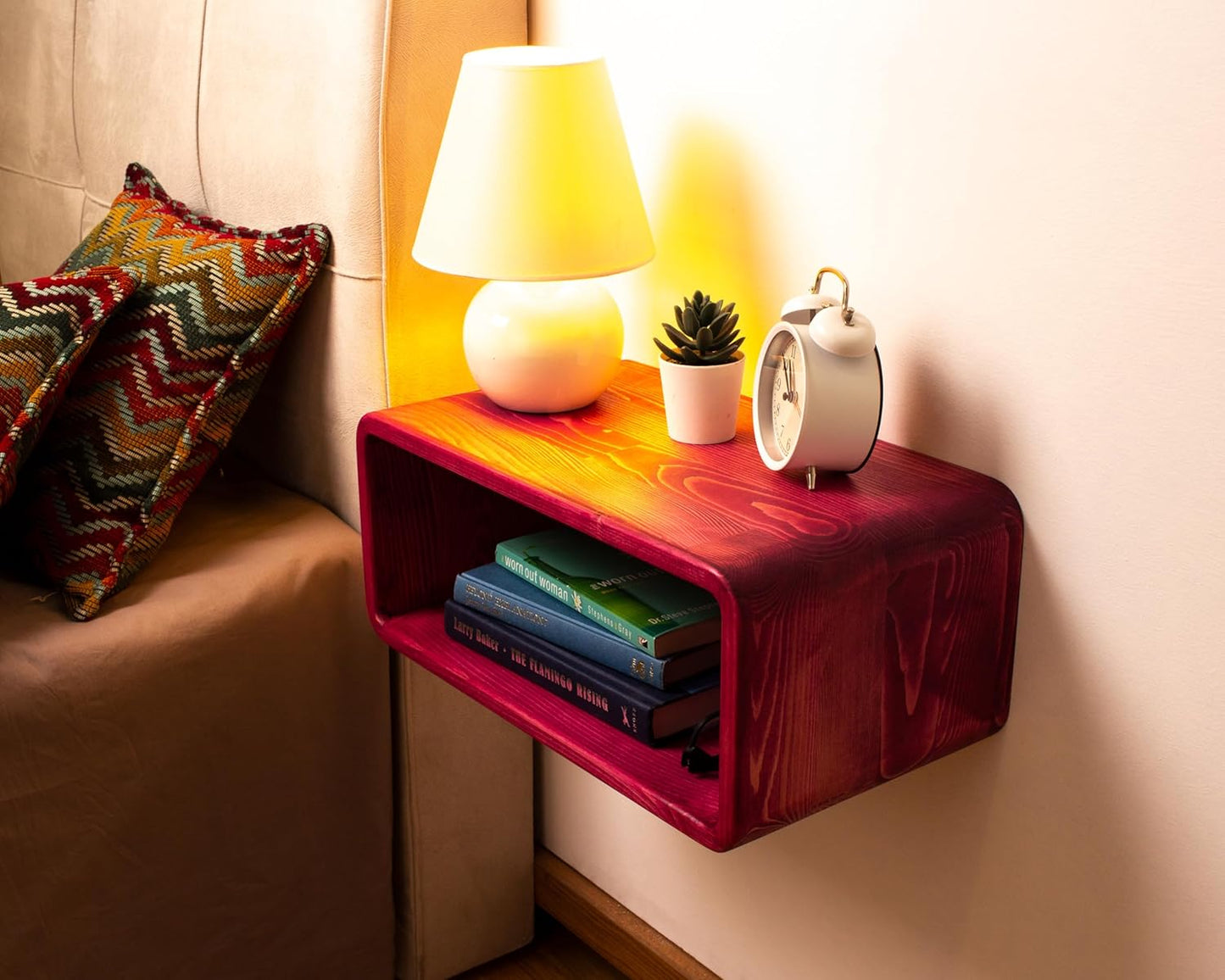 Floating Nightstand Wooden, Bedside Table, Nightstand Shelf, Handmade, Wall Mounted Bedside Shelf, Minimalist and Unique Style (Tokyo)