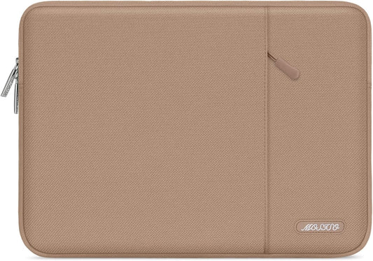 MOSISO Laptop Case 13.3 inch, 13-13.3 inch Laptop Sleeve Compatible with MacBook Air/Pro 13/Pro 14 M5 M4 M3 M2 M1, HP Dell ASUS Lenovo,Polyester Vertical Computer Sleeve Bag with Pocket, Bronze Brown