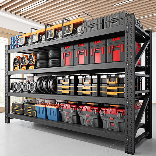 8000LBS Storage Shelves, 68" W Garage Shelving Heavy Duty Metal Adjustable Garage Shelves, Shelving Units Industrial Shelving for Warehouse, 68" W x 24" D x 63.4" H, Black