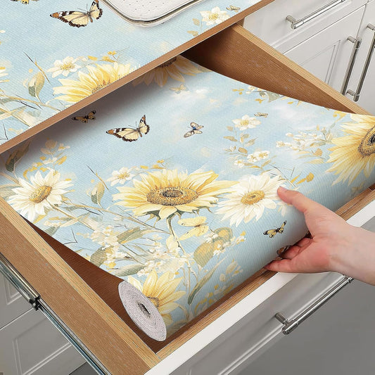 Shelf Liner for Kitchen Cabinets Non Adhesive Drawer Liner,Cabinet Liner for Shelves,Non Slip Kitchen Drawer Liners for Dresser,Waterproof Shelf Paper for Refrigerator,Cupboard,12In x 10FT