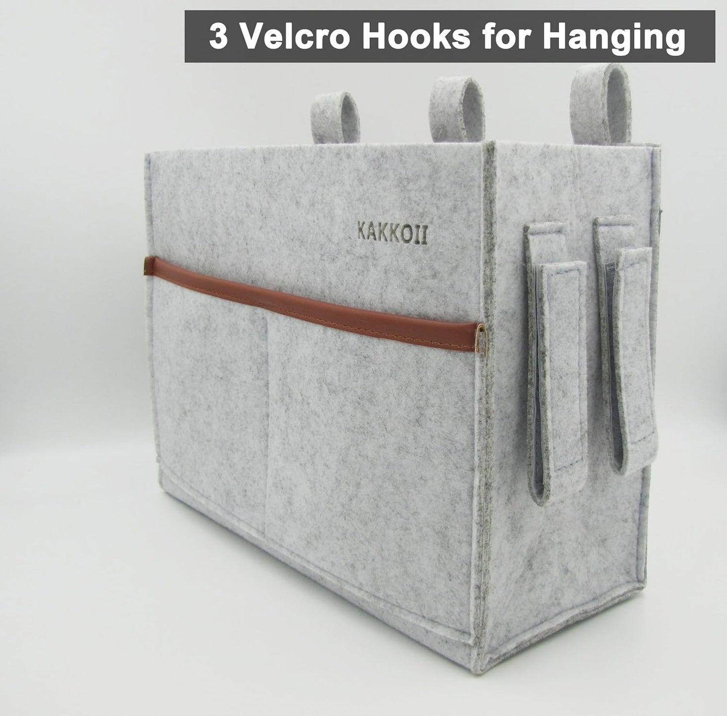 Bedside Caddy, Felt Bedside Storage Organizer, Hanging Storage Bag, Chair Organizer Caddy, Remote, Magazine, Drink Bottle Holder for Hospital, Dorm Bed, Baby Stuff, Office (Light Grey Small)