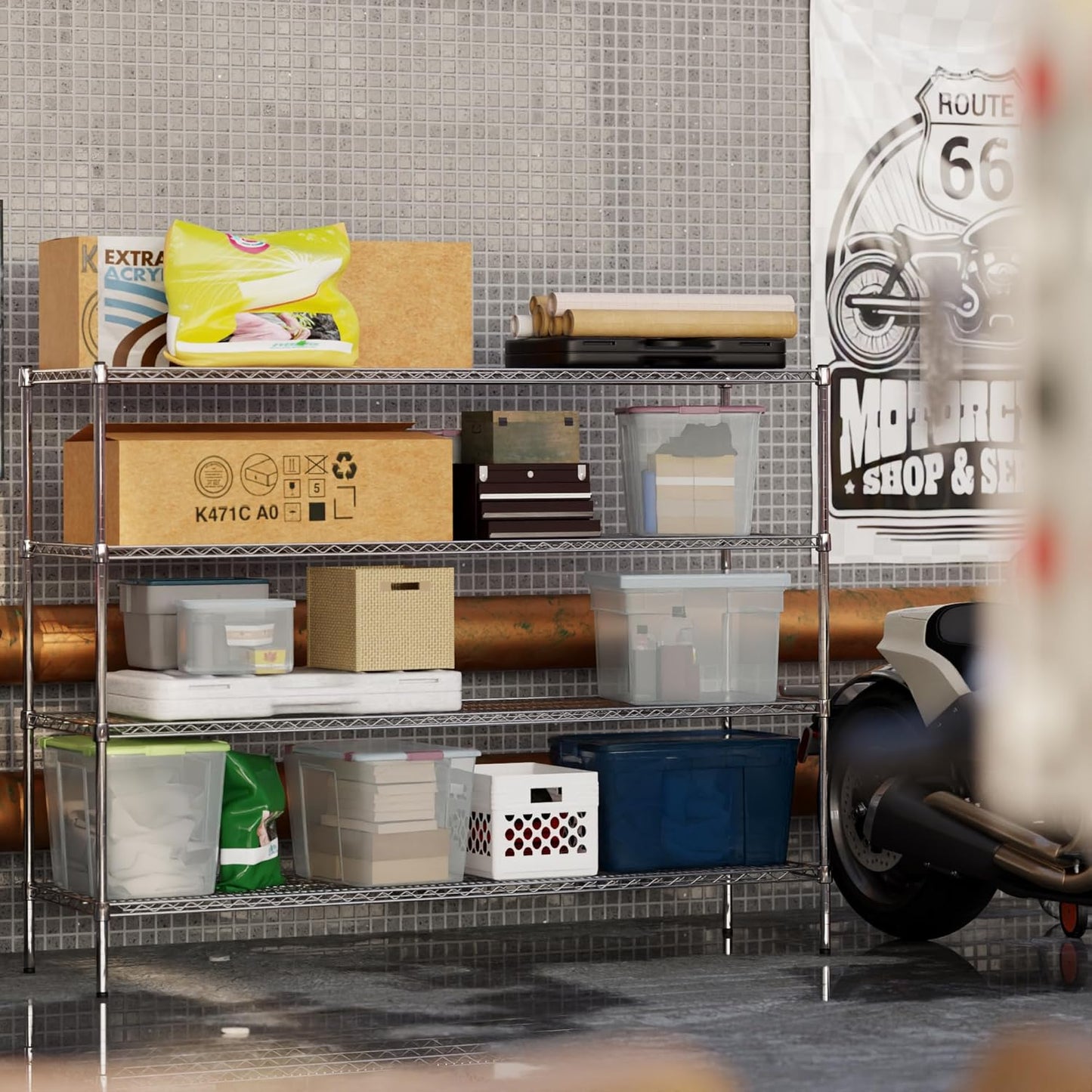 21" Deep x 72" Wide x 54" Height Wire Shelving Kit | 4-Tier | NSF Commercial Storage Rack Unit