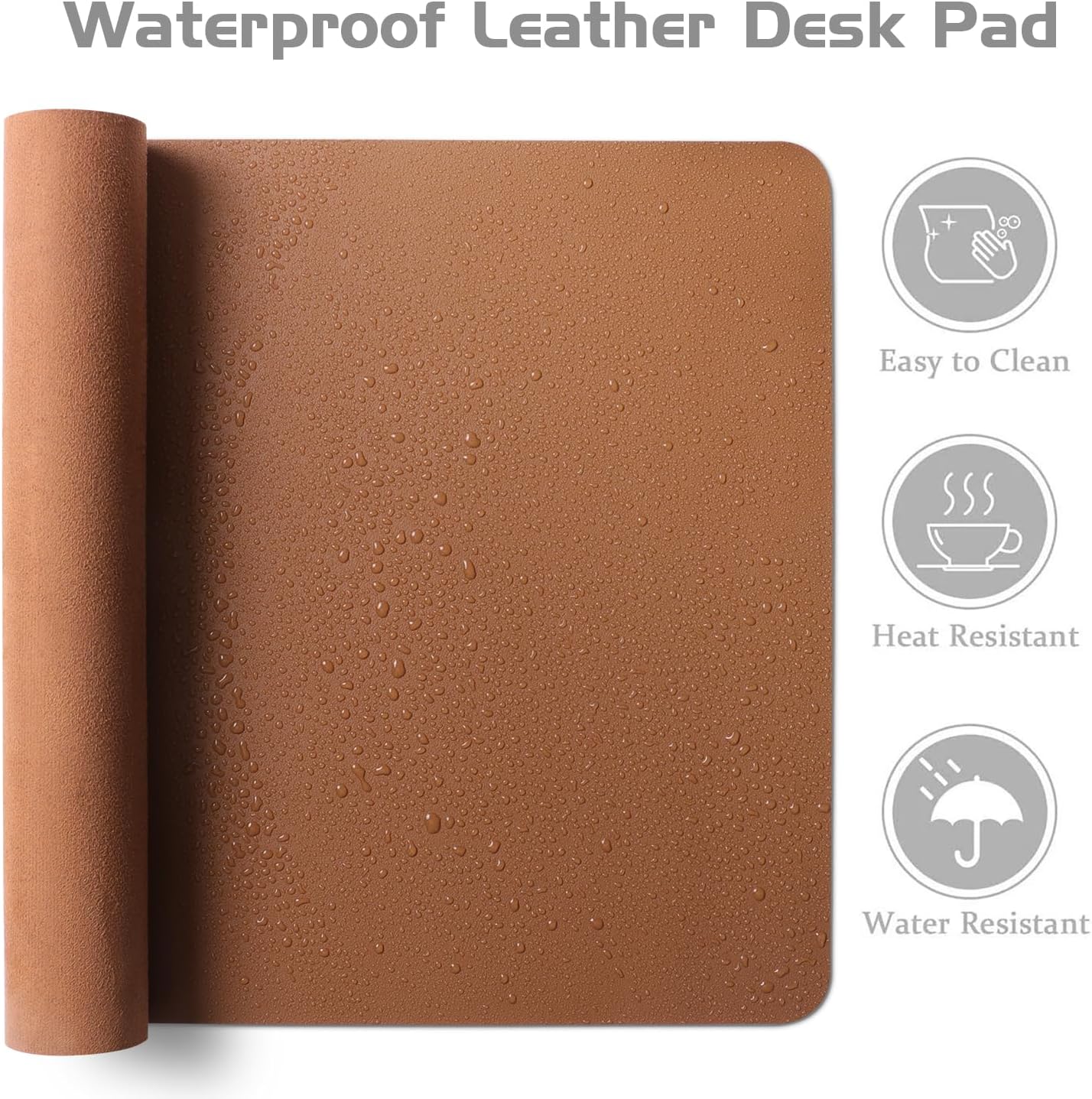 Aothia Leather Desk Pad Protector - Large Mouse Pad, Office Mat, Non-Slip PU Leather Blotter, Laptop Desk Pad, Waterproof Writing Pad for Office and Home (Brown, 38" x 13.7")