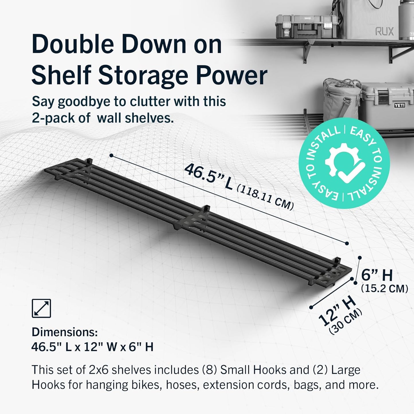 StoreYourBoard Heavy Duty Garage Shelf Wall Mount 1ft x 6ft – Wall-Mounted Shelving for Storage & Organization – Heavy Duty Garage Shelves for Tools, Bins, & Equipment – Holds 500 lbs - Black
