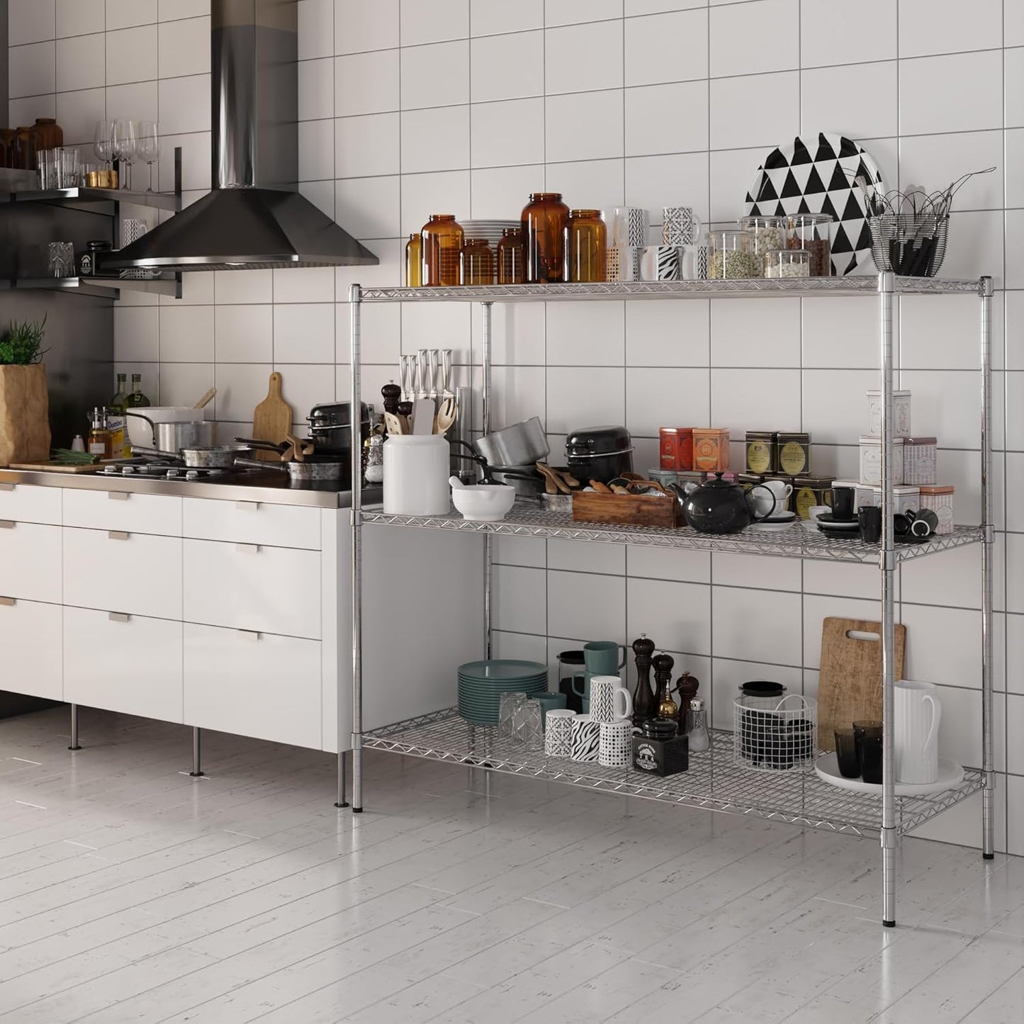 24" Deep x 60" Wide x 54" Height Wire Shelving Kit | 3-Tier | NSF Commercial Storage Rack Unit