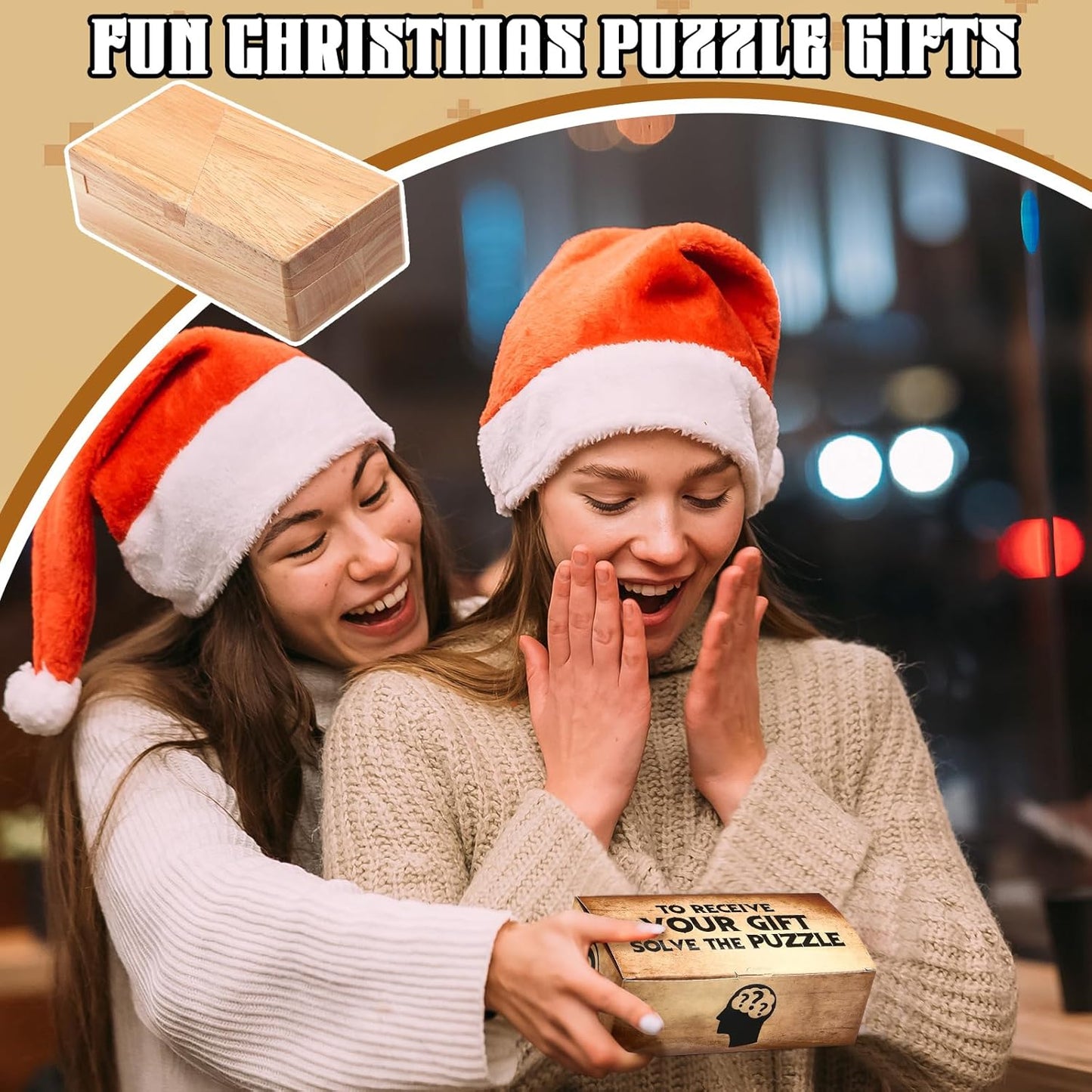 Gejoy Secret Puzzle Box Cash Gift Wooden Puzzle Box for Adults Brain Teaser Wooden with Hidden Compartments for Christmas Cash Gift(Brown,14.5 x 7.5 x 4.5 cm,Classical)