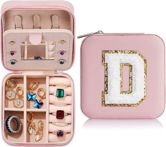 Parima Birthday Gifts for Women - Travel Jewelry Box, Unique Gifts for Women - Jewelry Case | Friends, Daughter, Granddaughter - Letter D, Pink