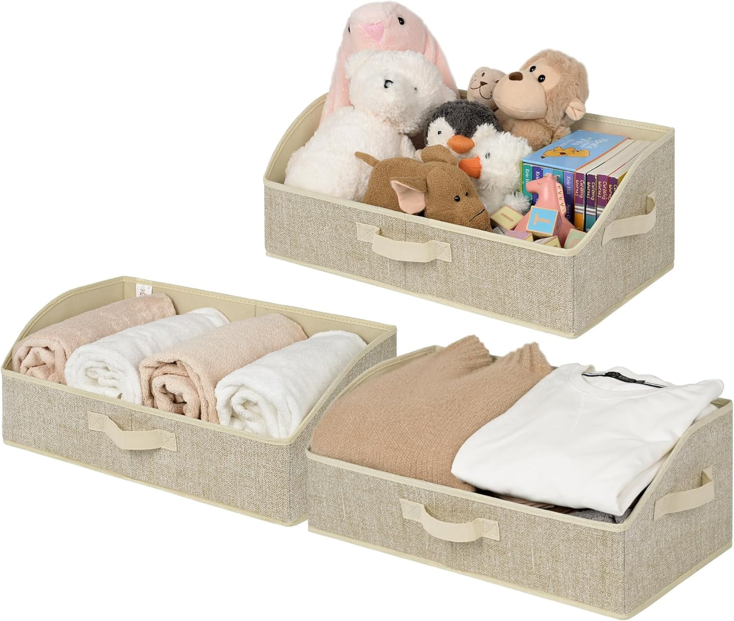 GRANNY SAYS Storage Baskets for Shelves, Closet Organizer Bin and Clothes Storage Bins, Trapezoid Storage Bins, Clothing Bins for Changing Table Wire Shelves, Honey Beige, 3-Pack