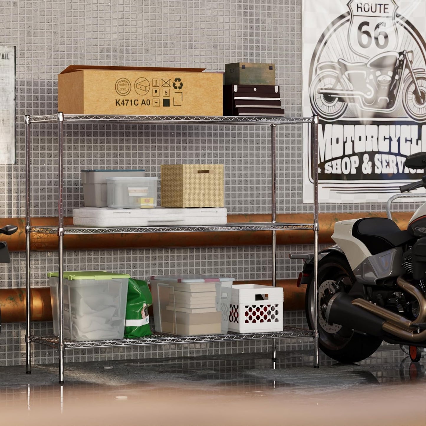 21" Deep x 60" Wide x 54" Height Wire Shelving Kit | 3-Tier | NSF Commercial Storage Rack Unit