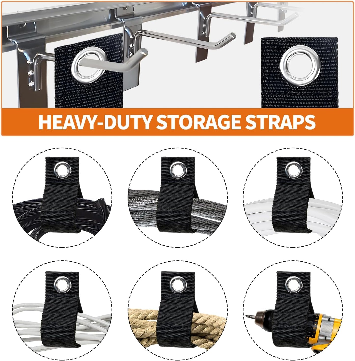 3-Pack Heavy-Duty Extension Cord Holder, Two Sizes, Durable Nylon Cable Organizer Straps for Hanging Cables，Cords, Hoses, Ropes，Tools and Outdoor Organization