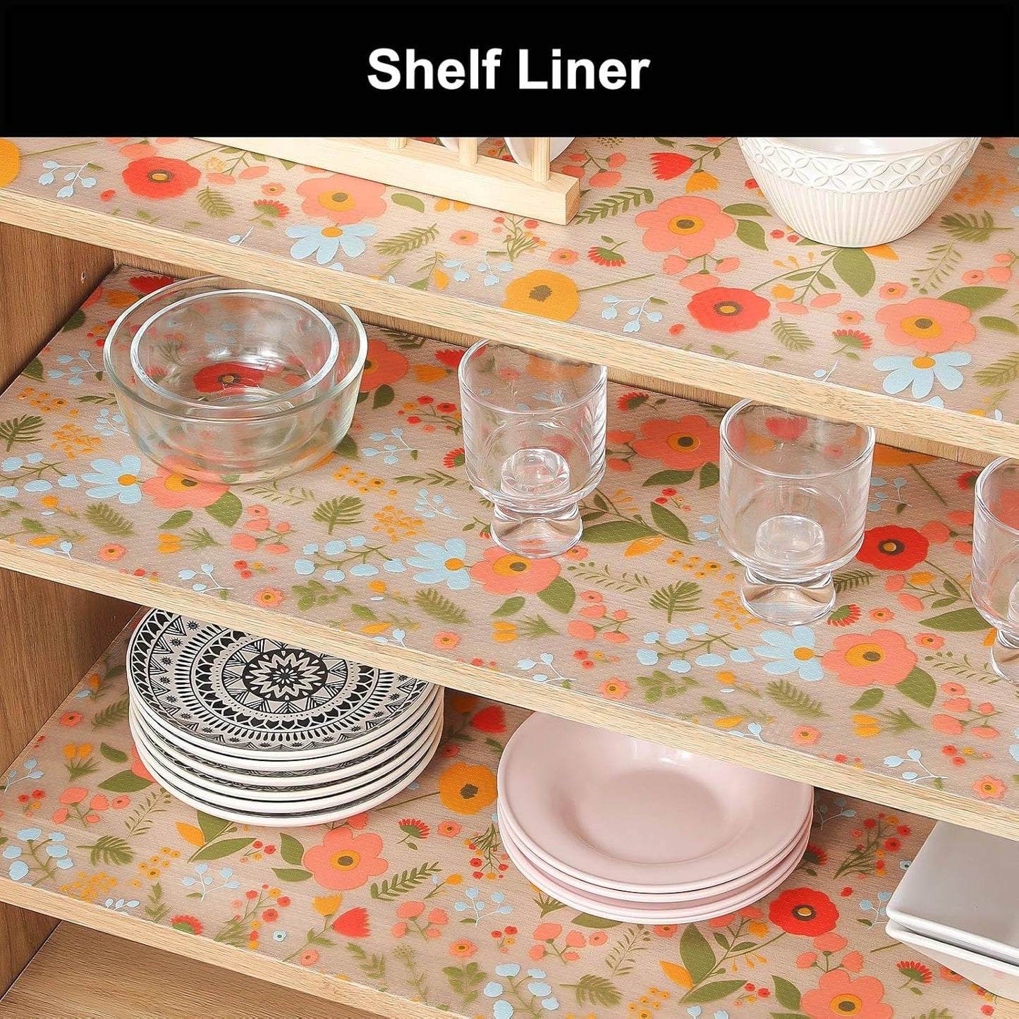 Cooyes Shelf Liner – Premium Non-Adhesive Cabinet & Drawer Liner for Kitchen – Waterproof Shelf Paper with Modern Pattern – Durable EVA Cabinet Mat – Easy to Cut (23.6" W x 118" L)