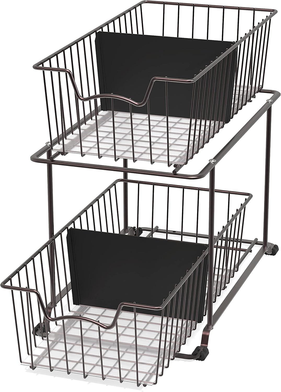 SimpleHouseware 2 Tier Cabinet Wire Basket Drawer Organizer, Brown