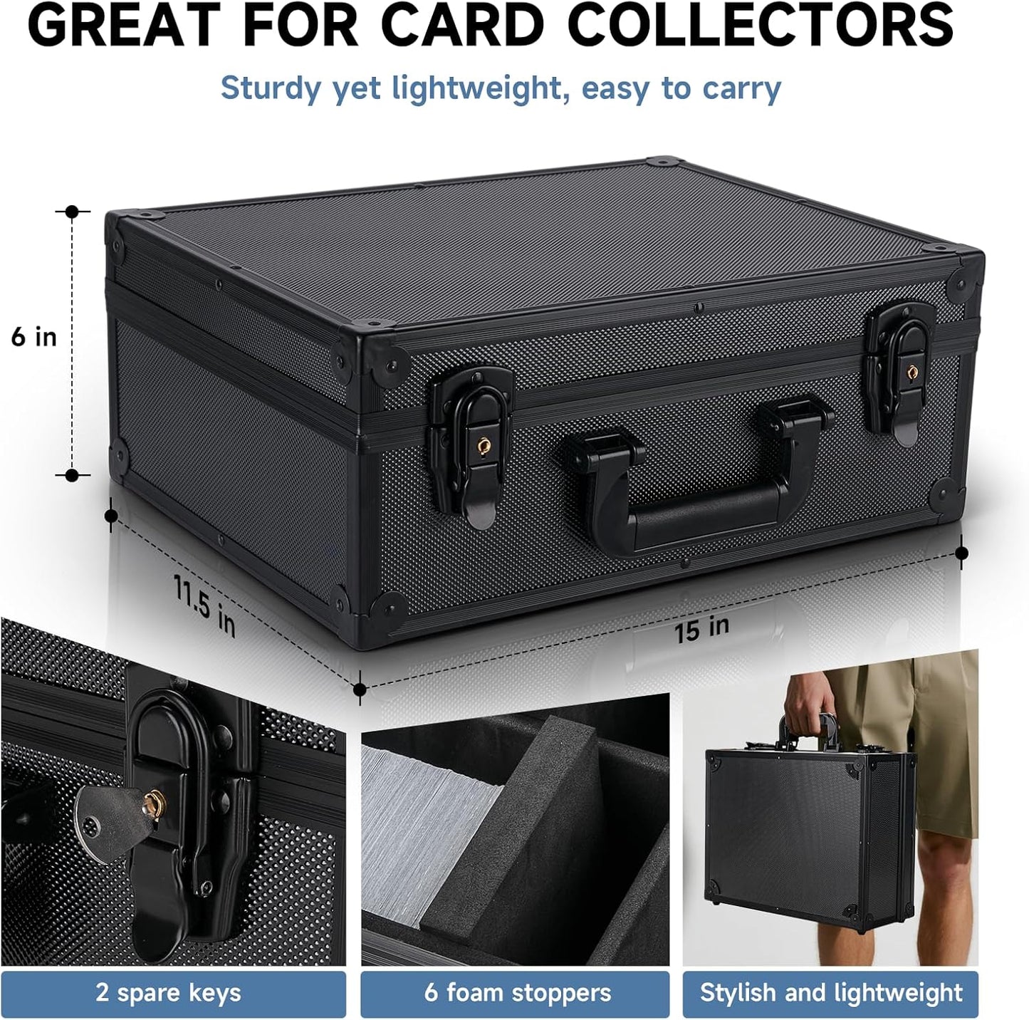 Trading Card Storage Box for 3" X 4" 35pt Toploaders 600+, Sturdy Secure Large Capacity Hard Case with 6 Foam Stoppers, Fits Toploader Magnetic Holders MTG Baseball Sports Card Storage Box Case