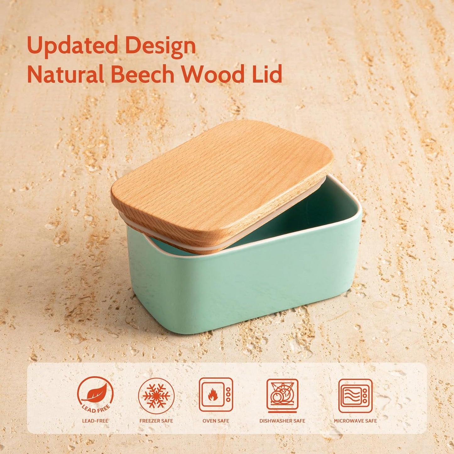 Sweese Large Butter Dish with Lid for Countertop, Airtight Butter Keeper Holds Up to 2 Sticks of Butter, Porcelain Butter Container for Kitchen Decor and Accessories for Kitchen Gift, Turquoise