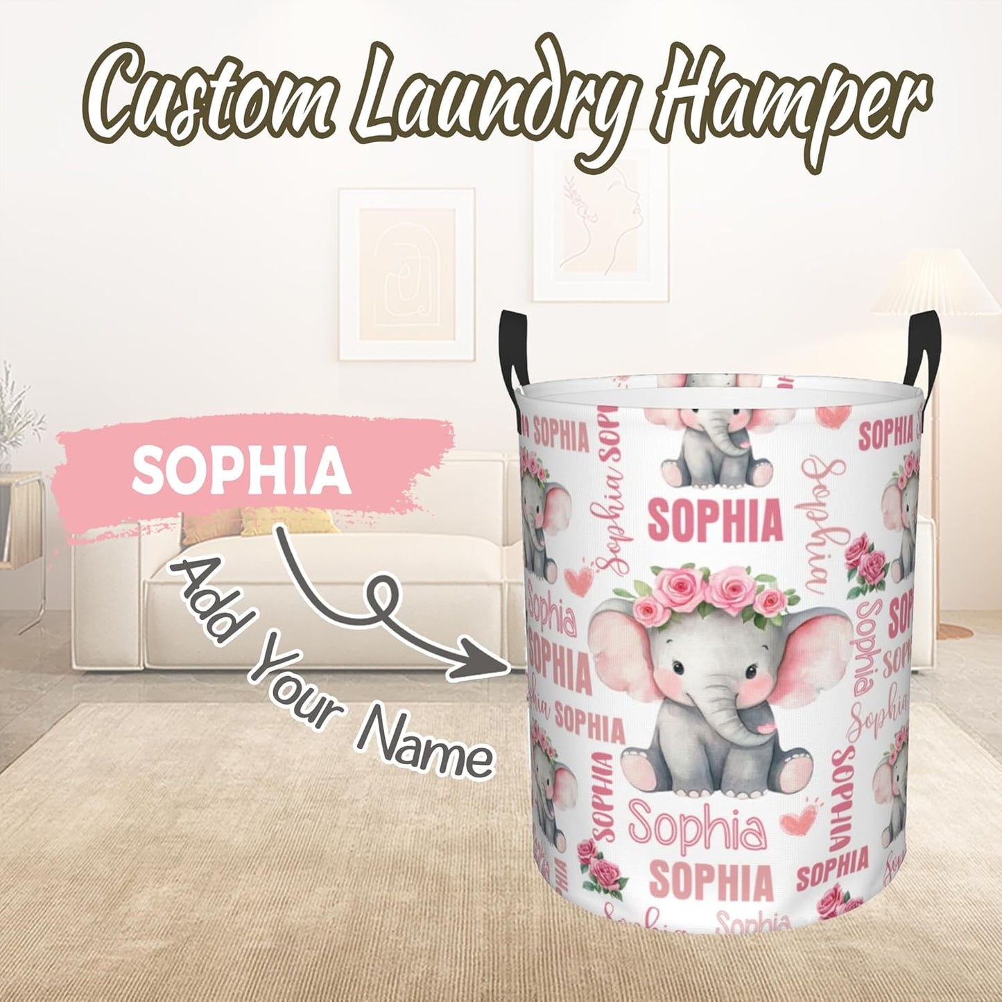 Custom Name Laundry Hamper, Personalized Laundry Baskets with Name for Boys Girls Women Men, Customized Collapsible Dirty Clothes Hamper Easy Storage Gifts for Bedroom Bathroom Living Room