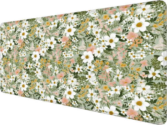 Rustic Wildflower Floral Large Mouse Pad 31.5x15.7inch, Cottagecore Botanical Flower Large Extended Computer Desk Mat Mousepad for Keyboard and Mouse, Floral Desk Accessories