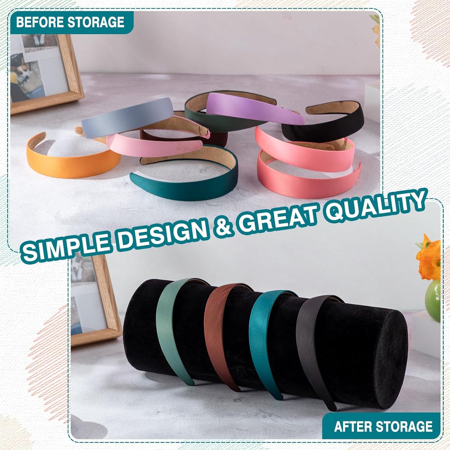 Geetery 2 Pcs Vertical Headband Holder Organizer Hairband Display Stand Headband Stand for Women Hair Hoop Accessories(Black)