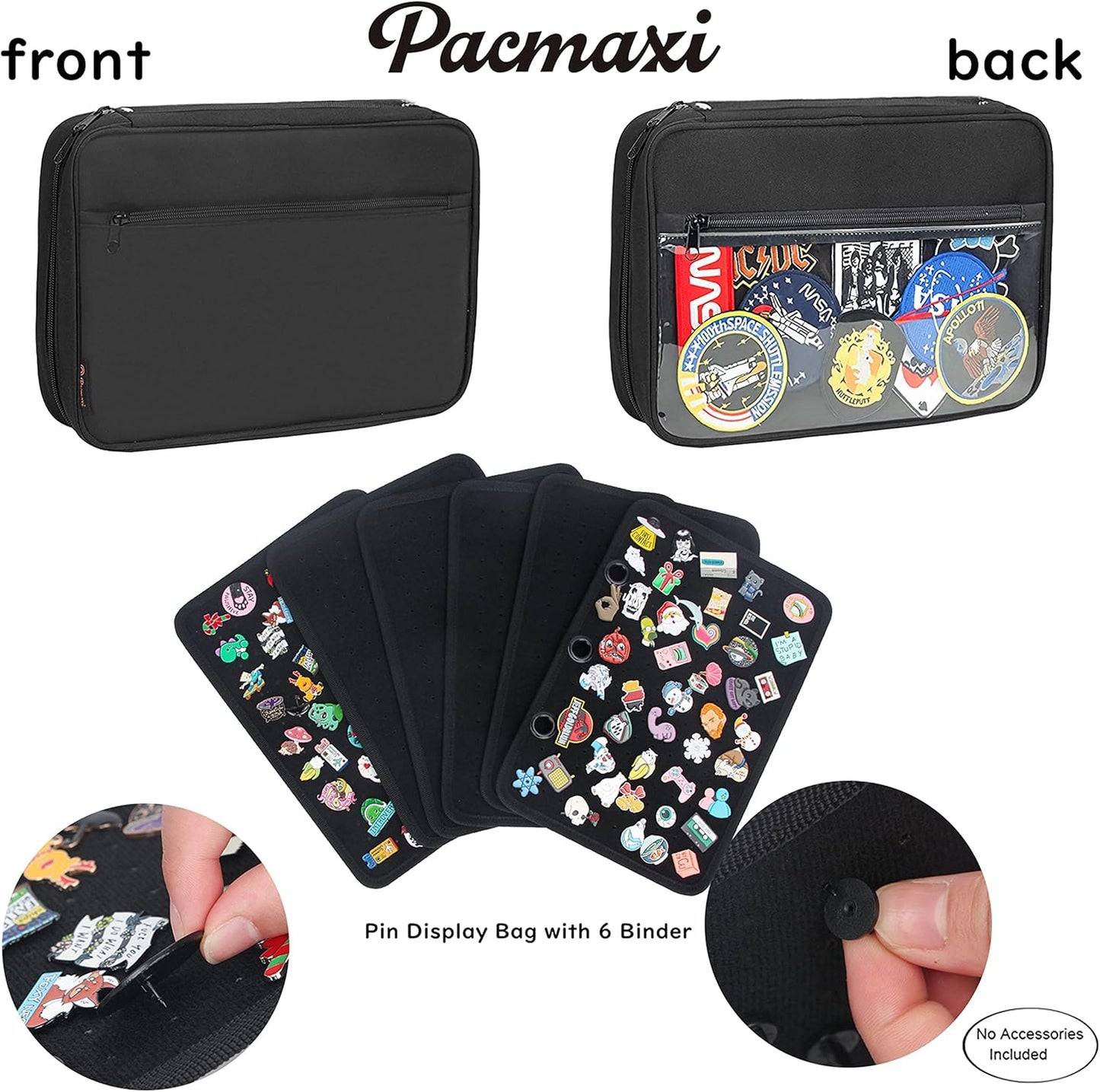 Enamel Pin Display Pages Pin Carrying Case, Pins Collection Storage Organizer Case, Travel Brooch Pin Display Bag (Pins Not Included)