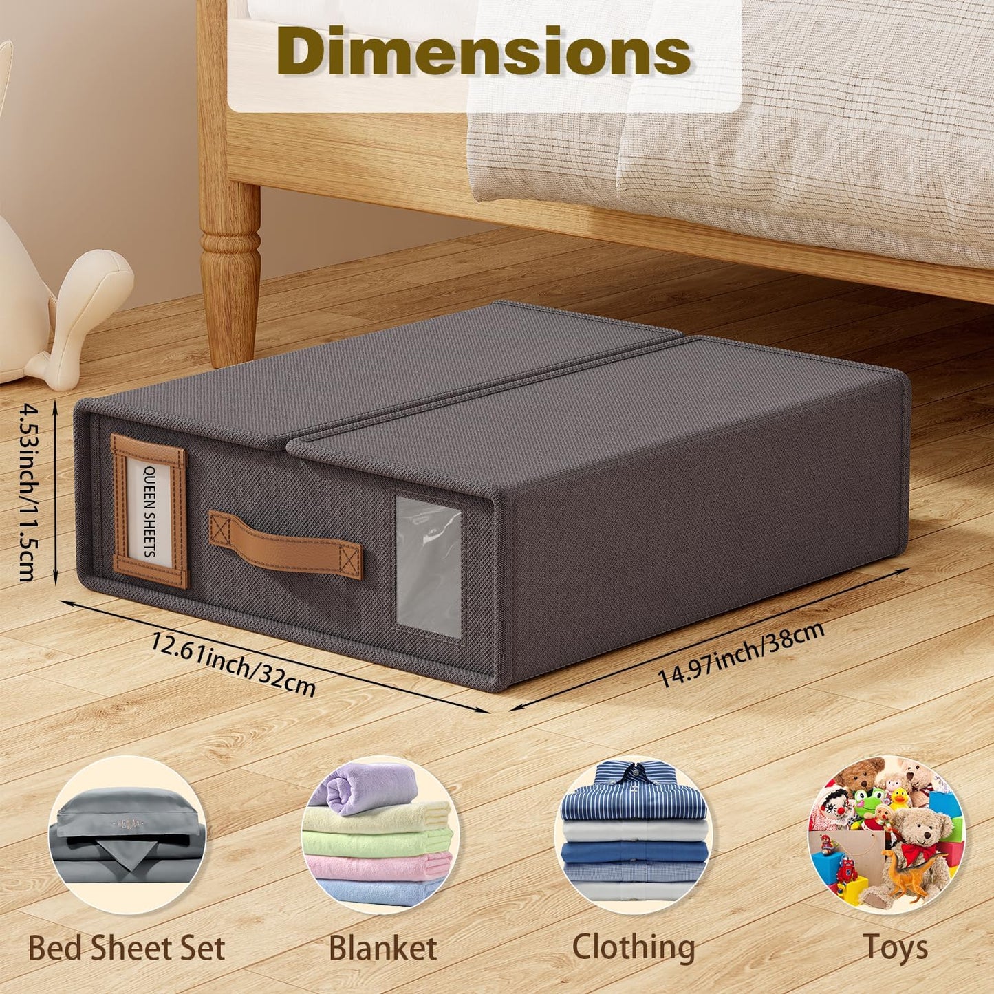 Bed Sheet Organizers and Storage (6 Pack, Queen & King Size) – Foldable Linen Closet Organizers with Window & Label, Zipper Bedding Storage Box for Sheets, Duvet Covers, Pillow Cases – Gray