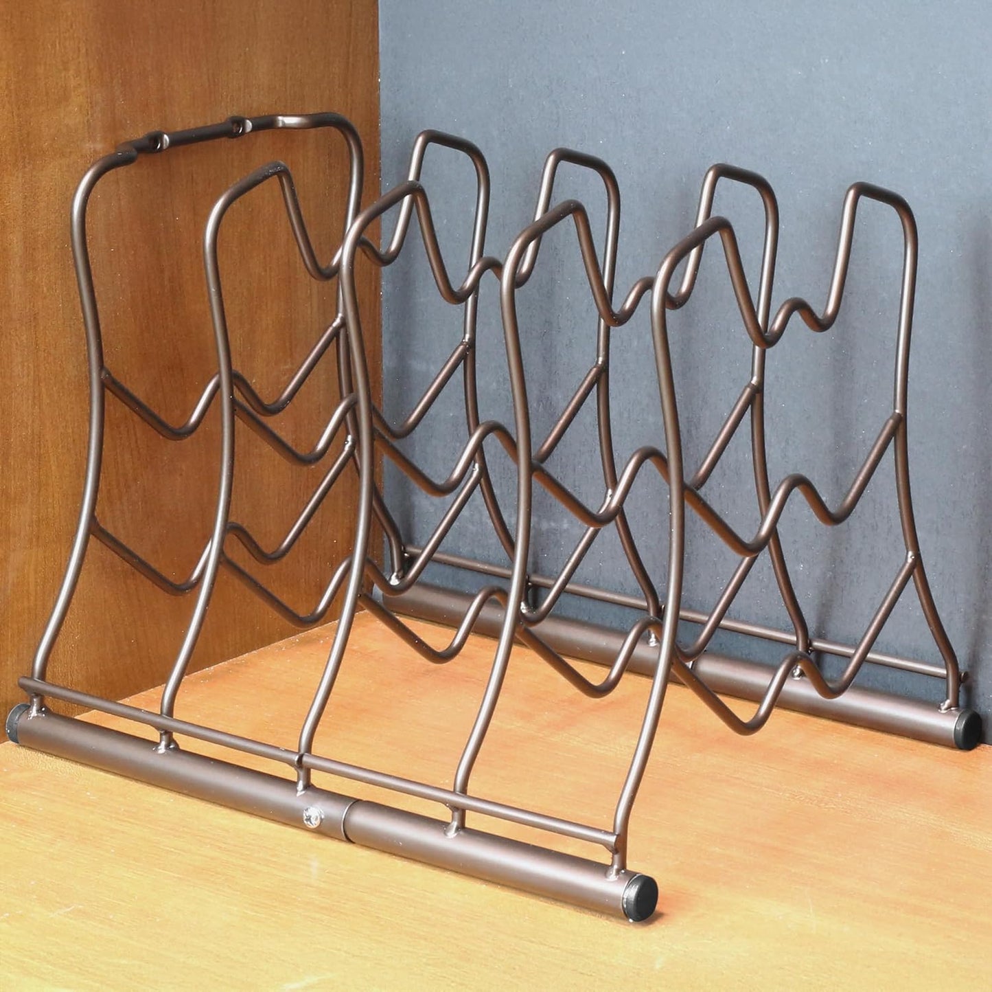 Deco Brothers Pan Organizer Rack for Kitchen Cabinet and Counter, Bronze