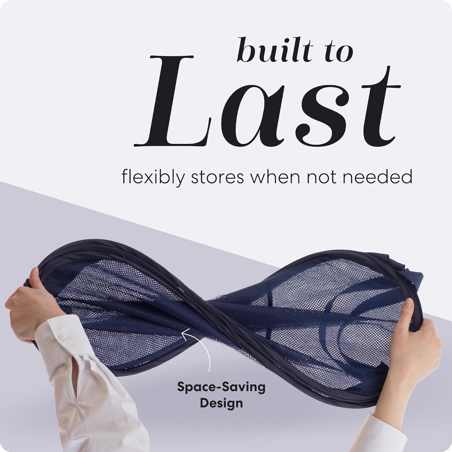 Handy Laundry Collapsible Mesh Foldable Hamper 14" x 14' x 24" Navy Blue