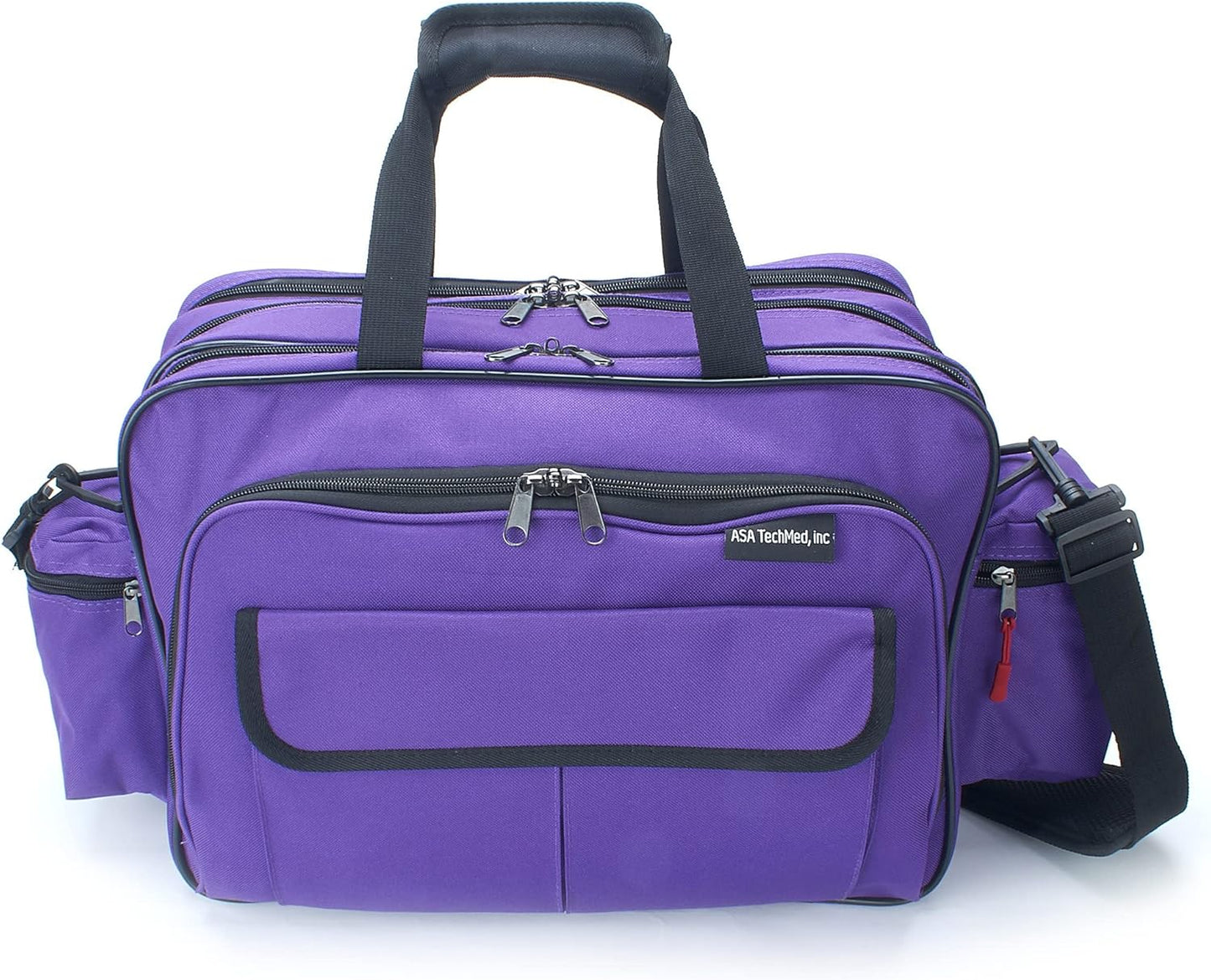 ASA TECHMED Nursing Bag with Compartments – Durable Medical Equipment Shoulder Bag for Nurses, Physicians, EMTs, Multi-Pocket, Nylon Reinforced, Adjustable Straps (Purple)